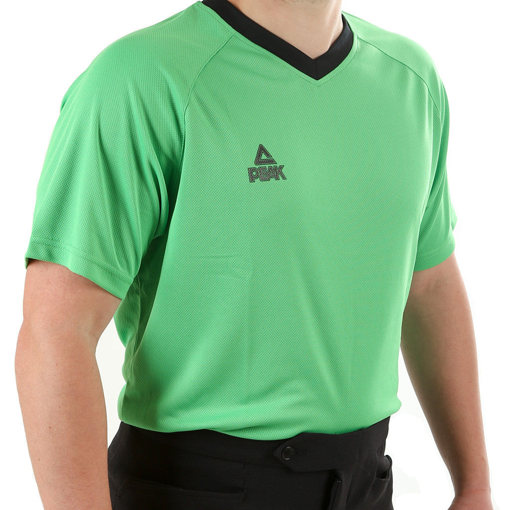 PEAK mesh v-neck basketball referee shirt (green)